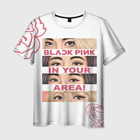 Мужская футболка 3D с принтом BP in your area в Белгороде, 100% полиэфир | прямой крой, круглый вырез горловины, длина до линии бедер | Тематика изображения на принте: black pink | blackpink | pop | блэк пинк | ким дженни | ким джи су | корейцы | лалиса манобан | музыка | поп | попса | розэ