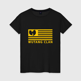 Женская футболка хлопок с принтом Wu-Tang Flag в Белгороде, 100% хлопок | прямой крой, круглый вырез горловины, длина до линии бедер, слегка спущенное плечо | Тематика изображения на принте: black | gza | hip hop | method man | music | new york | odb | old school | rap | rza | usa | wu tang | wu tang clan | аудио | винил | ву тэнг | граффити | диджей | кассета | микрофон | музыка | нью йорк | пластинка | рэп | рэпер | сша