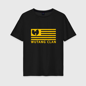 Женская футболка хлопок Oversize с принтом Wu-Tang Flag в Белгороде, 100% хлопок | свободный крой, круглый ворот, спущенный рукав, длина до линии бедер
 | Тематика изображения на принте: black | gza | hip hop | method man | music | new york | odb | old school | rap | rza | usa | wu tang | wu tang clan | аудио | винил | ву тэнг | граффити | диджей | кассета | микрофон | музыка | нью йорк | пластинка | рэп | рэпер | сша