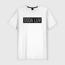 Мужская футболка хлопок Slim с принтом SODA LUV в Белгороде, 92% хлопок, 8% лайкра | приталенный силуэт, круглый вырез ворота, длина до линии бедра, короткий рукав | luv | mayot | melon | music | og buda | seemee | soda | sodaluv | бигасс | коми | лав | лого | логотип | лув | мелон | сода
