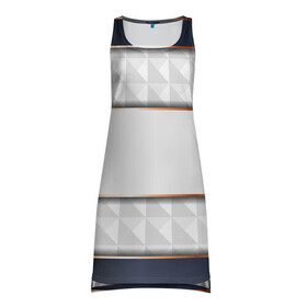 Платье-майка 3D с принтом White 3d lines в Белгороде, 100% полиэстер | полуприлегающий силуэт, широкие бретели, круглый вырез горловины, удлиненный подол сзади. | 3d | 3д | sport | абстракция | линии | паттерн | соты | спортивный стиль | текстуры