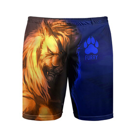 Мужские шорты спортивные с принтом Furry lion в Белгороде,  |  | furry | lion | антропоморфные животные | лев | люди животные | разбойник | фурри | фурри фэндом