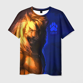 Мужская футболка 3D с принтом Furry lion в Белгороде, 100% полиэфир | прямой крой, круглый вырез горловины, длина до линии бедер | furry | lion | антропоморфные животные | лев | люди животные | разбойник | фурри | фурри фэндом