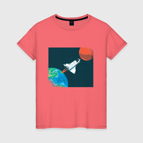 Женская футболка хлопок с принтом Маск SpaceX миссия на марс в Белгороде, 100% хлопок | прямой крой, круглый вырез горловины, длина до линии бедер, слегка спущенное плечо | earth | elon musk | mars | nasa | red planet | roscosmos | space | space shuttle | star | stars | астронавт | илон маск | класная планета | космический пейзаж | космонавт | летит на марс | наса | планета земля | роскосмос | спейс экс | спейс