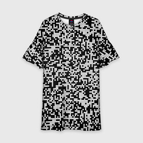 Детское платье 3D с принтом Пиксельная Текстура в Белгороде, 100% полиэстер | прямой силуэт, чуть расширенный к низу. Круглая горловина, на рукавах — воланы | Тематика изображения на принте: blackandwhite | pattern | pixels | пиксели | черно белый