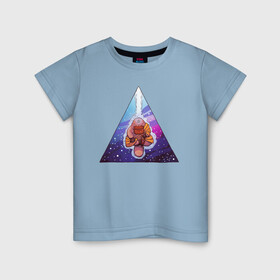 Детская футболка хлопок с принтом Дзен-утконос в Белгороде, 100% хлопок | круглый вырез горловины, полуприлегающий силуэт, длина до линии бедер | буддизм | дзен | космос | медитация | спейс арт | треугольник | утконос