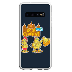 Чехол для Samsung Galaxy S10 с принтом Animal crossing x Dark Souls в Белгороде, Силикон | Область печати: задняя сторона чехла, без боковых панелей | Тематика изображения на принте: animal crossing | dark souls | game | games | анимал | дарк соулс | играб игры | изабель | кросинг | кроссинг | мистер ресетти | том нук | энимал