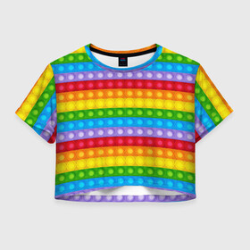 Женская футболка Crop-top 3D с принтом Pop It в Белгороде, 100% полиэстер | круглая горловина, длина футболки до линии талии, рукава с отворотами | pop it | popit | simple dimple | антистресс | поп ит | попит | симпл | симпл димпл | тренд