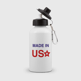 Бутылка спортивная с принтом Made in usa в Белгороде, металл | емкость — 500 мл, в комплекте две пластиковые крышки и карабин для крепления | Тематика изображения на принте: made in usa | usa | америка | звезда | сша