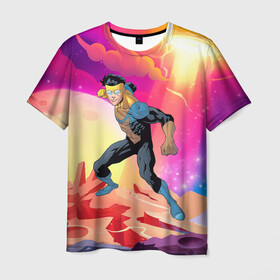 Мужская футболка 3D с принтом Марк Грэйсон Неуязвимый в Белгороде, 100% полиэфир | прямой крой, круглый вырез горловины, длина до линии бедер | damien darkblood | invincible | superman | марк грэйсон | мультсериал | неуязвимый | супергерой