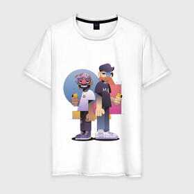 Мужская футболка хлопок с принтом Тони и Феррис в Белгороде, 100% хлопок | прямой крой, круглый вырез горловины, длина до линии бедер, слегка спущенное плечо. | gangster | music | people | крутой | мультфильм