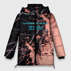 Женская зимняя куртка Oversize с принтом MGR - Nanomachines Son в Белгороде, верх — 100% полиэстер; подкладка — 100% полиэстер; утеплитель — 100% полиэстер | длина ниже бедра, силуэт Оверсайз. Есть воротник-стойка, отстегивающийся капюшон и ветрозащитная планка. 

Боковые карманы с листочкой на кнопках и внутренний карман на молнии | armstrong | metal gear | metal gear rising | metal gear solid | mgr | mgs | nanomachines | nanomachines son | raiden | snake | steven armstrong | армстронг | мгр | мгс | метал гир | метал гир райзен | наномашины | наномашины сынок | райден