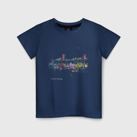 Детская футболка хлопок с принтом Ночной полёт в Белгороде, 100% хлопок | круглый вырез горловины, полуприлегающий силуэт, длина до линии бедер | город | нижний новгород | рисунок | самолёт. ночь