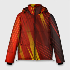 Мужская зимняя куртка 3D с принтом Red sport style в Белгороде, верх — 100% полиэстер; подкладка — 100% полиэстер; утеплитель — 100% полиэстер | длина ниже бедра, свободный силуэт Оверсайз. Есть воротник-стойка, отстегивающийся капюшон и ветрозащитная планка. 

Боковые карманы с листочкой на кнопках и внутренний карман на молнии. | Тематика изображения на принте: 3d | 3д | sport | абстракция | линии | паттерн | соты | спортивный стиль | текстуры