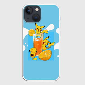Чехол для iPhone 13 mini с принтом Пикачу в лимонаде в Белгороде,  |  | anime | picachu | pikachu | аниме | милый | пика | пикачу | покебол | покемон