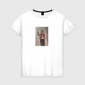 Женская футболка хлопок с принтом HARRY STYLES в Белгороде, 100% хлопок | прямой крой, круглый вырез горловины, длина до линии бедер, слегка спущенное плечо | harry | one direction | rose