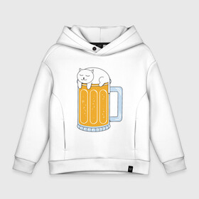 Детское худи Oversize хлопок с принтом Beer Cat в Белгороде, френч-терри — 70% хлопок, 30% полиэстер. Мягкий теплый начес внутри —100% хлопок | боковые карманы, эластичные манжеты и нижняя кромка, капюшон на магнитной кнопке | animal | beer | cat | cute | kitty | meow | друг | животные | киска | китти | кот | котенок | котик | котэ | кошечка | кошка | лев | леопард | милый | мур | мяу | пантера | питомец | рысь | тигр