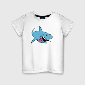 Детская футболка хлопок с принтом Акуленок в Белгороде, 100% хлопок | круглый вырез горловины, полуприлегающий силуэт, длина до линии бедер | maneater | акулы | иллюстрация | мег