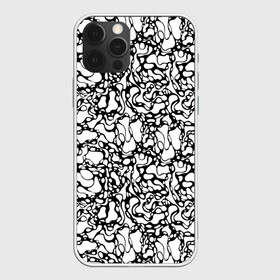 Чехол для iPhone 12 Pro с принтом Абстрактная жидкость в Белгороде, силикон | область печати: задняя сторона чехла, без боковых панелей | Тематика изображения на принте: абстрактный | вода | геометрический | геометрия | дырки | жидкость | нейрографика | петли | плазма | пузыри | пятна | черно белый