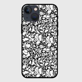 Чехол для iPhone 13 mini с принтом Абстрактная жидкость в Белгороде,  |  | Тематика изображения на принте: абстрактный | вода | геометрический | геометрия | дырки | жидкость | нейрографика | петли | плазма | пузыри | пятна | черно белый