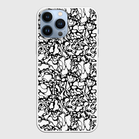 Чехол для iPhone 13 Pro Max с принтом Абстрактная жидкость в Белгороде,  |  | Тематика изображения на принте: абстрактный | вода | геометрический | геометрия | дырки | жидкость | нейрографика | петли | плазма | пузыри | пятна | черно белый