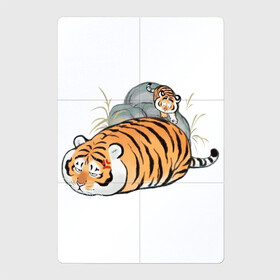 Магнитный плакат 2Х3 с принтом Дикая семейка в Белгороде, Полимерный материал с магнитным слоем | 6 деталей размером 9*9 см | Тематика изображения на принте: арт | бамбук | камень | камни | рисунок | семья больших котиков | семья котиков | тигр | тигрёнок | тигриная семейка | тигриная семья | тигры