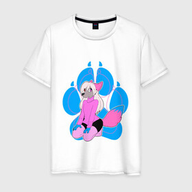 Мужская футболка хлопок с принтом Dog Furry в Белгороде, 100% хлопок | прямой крой, круглый вырез горловины, длина до линии бедер, слегка спущенное плечо. | animal | anthro | covered in fur | dog | furry | fursuit | покрытый мехом | собака | фурри