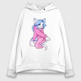 Женское худи Oversize хлопок с принтом Furry beast girl в Белгороде, френч-терри — 70% хлопок, 30% полиэстер. Мягкий теплый начес внутри —100% хлопок | боковые карманы, эластичные манжеты и нижняя кромка, капюшон на магнитной кнопке | animal | anthro | covered in fur | furry | fursuit | звери | покрытый мехом | фурри