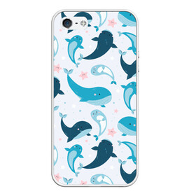 Чехол для iPhone 5/5S матовый с принтом Киты и тюлени в Белгороде, Силикон | Область печати: задняя сторона чехла, без боковых панелей | whale | белый кит | кит | киты | корабли | кораблики | маяк | морские | паттерн | синий кит | чайки