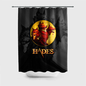 Штора 3D для ванной с принтом Hades wolf в Белгороде, 100% полиэстер | плотность материала — 100 г/м2. Стандартный размер — 146 см х 180 см. По верхнему краю — пластиковые люверсы для креплений. В комплекте 10 пластиковых колец | hades | roguelike | бесконечные круги ада | волк | компьютерная игра | красный | трехглавый