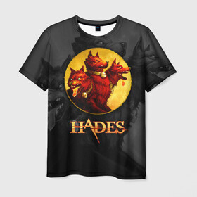 Мужская футболка 3D с принтом Hades wolf в Белгороде, 100% полиэфир | прямой крой, круглый вырез горловины, длина до линии бедер | hades | roguelike | бесконечные круги ада | волк | компьютерная игра | красный | трехглавый