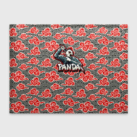 Обложка для студенческого билета с принтом Панда-ниндзя в Белгороде, натуральная кожа | Размер: 11*8 см; Печать на всей внешней стороне | panda | красные облака | ниндзя | оборотень | панда | япония