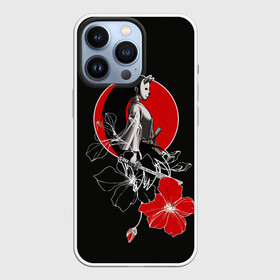 Чехол для iPhone 13 Pro с принтом Девушка кошка самурай в Белгороде,  |  | catgirl | алые цветы | аниме | бакэнэко | девушка кошка | кошачьи уши | маска | нэко | онна бугэйся | самурай | цветы | япония