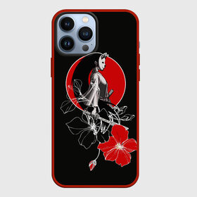 Чехол для iPhone 13 Pro Max с принтом Девушка кошка самурай в Белгороде,  |  | catgirl | алые цветы | аниме | бакэнэко | девушка кошка | кошачьи уши | маска | нэко | онна бугэйся | самурай | цветы | япония