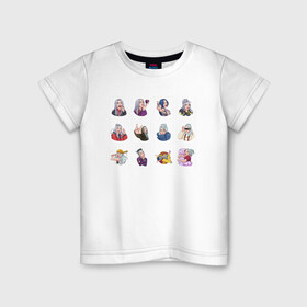 Детская футболка хлопок с принтом Билли Айлиш в Белгороде, 100% хлопок | круглый вырез горловины, полуприлегающий силуэт, длина до линии бедер | billie eilish | ocean eyes | билли | музыка | стикеры