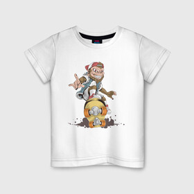 Детская футболка хлопок с принтом Крутой Монк в Белгороде, 100% хлопок | круглый вырез горловины, полуприлегающий силуэт, длина до линии бедер | Тематика изображения на принте: king | monkey | крутой | скейтборд | спорт