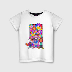 Детская футболка хлопок с принтом Радужный мир в Белгороде, 100% хлопок | круглый вырез горловины, полуприлегающий силуэт, длина до линии бедер | kaney | лис | медведь | отдых | радужный мир | такаси мураками