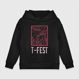 Детское худи Oversize хлопок с принтом T-FEST в Белгороде, френч-терри — 70% хлопок, 30% полиэстер. Мягкий теплый начес внутри —100% хлопок | боковые карманы, эластичные манжеты и нижняя кромка, капюшон на магнитной кнопке | Тематика изображения на принте: 0372 | t fest | рэп | рэпер | т фест | ти фест | тифест | тфест