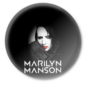 Значок с принтом MARILYN MANSON в Белгороде,  металл | круглая форма, металлическая застежка в виде булавки | Тематика изображения на принте: alternative | manson | music | rock | usa | искусство | картина | метал | музыка | мэрлин мэнсон | панк | рок