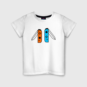 Детская футболка хлопок с принтом NINTENDO SWITCH в Белгороде, 100% хлопок | круглый вырез горловины, полуприлегающий силуэт, длина до линии бедер | Тематика изображения на принте: nintendo | switch | заточка | игры | консоль | нинтендо | приставка | свитч