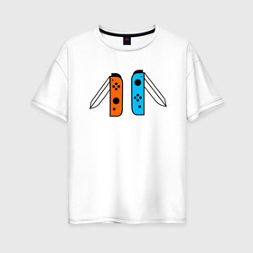 Женская футболка хлопок Oversize с принтом NINTENDO SWITCH в Белгороде, 100% хлопок | свободный крой, круглый ворот, спущенный рукав, длина до линии бедер
 | nintendo | switch | заточка | игры | консоль | нинтендо | приставка | свитч
