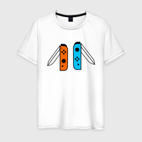 Мужская футболка хлопок с принтом NINTENDO SWITCH в Белгороде, 100% хлопок | прямой крой, круглый вырез горловины, длина до линии бедер, слегка спущенное плечо. | nintendo | switch | заточка | игры | консоль | нинтендо | приставка | свитч