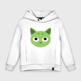 Детское худи Oversize хлопок с принтом Green Cat в Белгороде, френч-терри — 70% хлопок, 30% полиэстер. Мягкий теплый начес внутри —100% хлопок | боковые карманы, эластичные манжеты и нижняя кромка, капюшон на магнитной кнопке | animal | cat | cute | kitty | meow | друг | животные | киска | китти | кот | котенок | котик | котэ | кошечка | кошка | лев | леопард | милый | мур | мяу | пантера | питомец | рысь | тигр