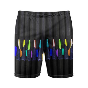 Мужские шорты спортивные с принтом Цветные Карандаши в Белгороде,  |  | Тематика изображения на принте: colored | pencils | карандаши | мелки | цветные