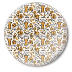 Значок с принтом Background Beer в Белгороде,  металл | круглая форма, металлическая застежка в виде булавки | Тематика изображения на принте: art | background | beer | chips | food | snack | texture | арт | еда | закуска | текстура | фон | чипсы