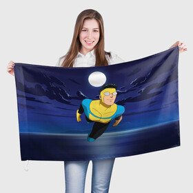 Флаг 3D с принтом Марк Грэйсон Неуязвимый в Белгороде, 100% полиэстер | плотность ткани — 95 г/м2, размер — 67 х 109 см. Принт наносится с одной стороны | damien darkblood | invincible | superman | марк грэйсон | мультсериал | неуязвимый | супергерой