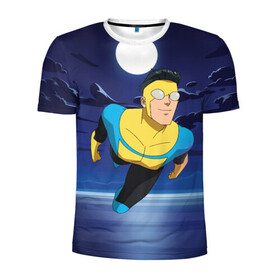 Мужская футболка 3D спортивная с принтом Марк Грэйсон Неуязвимый в Белгороде, 100% полиэстер с улучшенными характеристиками | приталенный силуэт, круглая горловина, широкие плечи, сужается к линии бедра | damien darkblood | invincible | superman | марк грэйсон | мультсериал | неуязвимый | супергерой