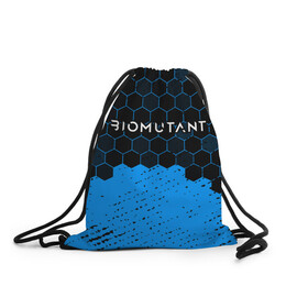 Рюкзак-мешок 3D с принтом Biomutant - Hexagon в Белгороде, 100% полиэстер | плотность ткани — 200 г/м2, размер — 35 х 45 см; лямки — толстые шнурки, застежка на шнуровке, без карманов и подкладки | bio | biomutant | game | games | mutant | био | биомутант | игра | игры | мутант | соты