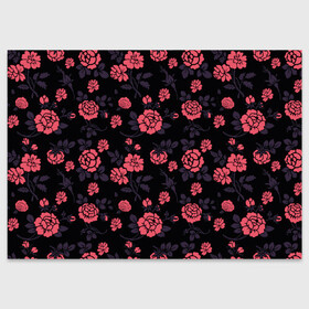 Поздравительная открытка с принтом Ночные розы в Белгороде, 100% бумага | плотность бумаги 280 г/м2, матовая, на обратной стороне линовка и место для марки
 | арт | красная роза | красные розы | ночь | рисунок | роза | розовая роза | розовые розы | розы | тёмный фон | цветок | цветы | чёрное | яркие цветы | яркий цветок