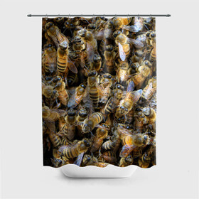 Штора 3D для ванной с принтом Пчёлы в Белгороде, 100% полиэстер | плотность материала — 100 г/м2. Стандартный размер — 146 см х 180 см. По верхнему краю — пластиковые люверсы для креплений. В комплекте 10 пластиковых колец | живность | животное | животные | насекомое | насекомые | пчела | пчёлка | пчёлки | пчёлы